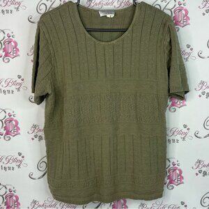 East west fashions tshirt tee knit knitted Olive Short Sleeve Women's Top